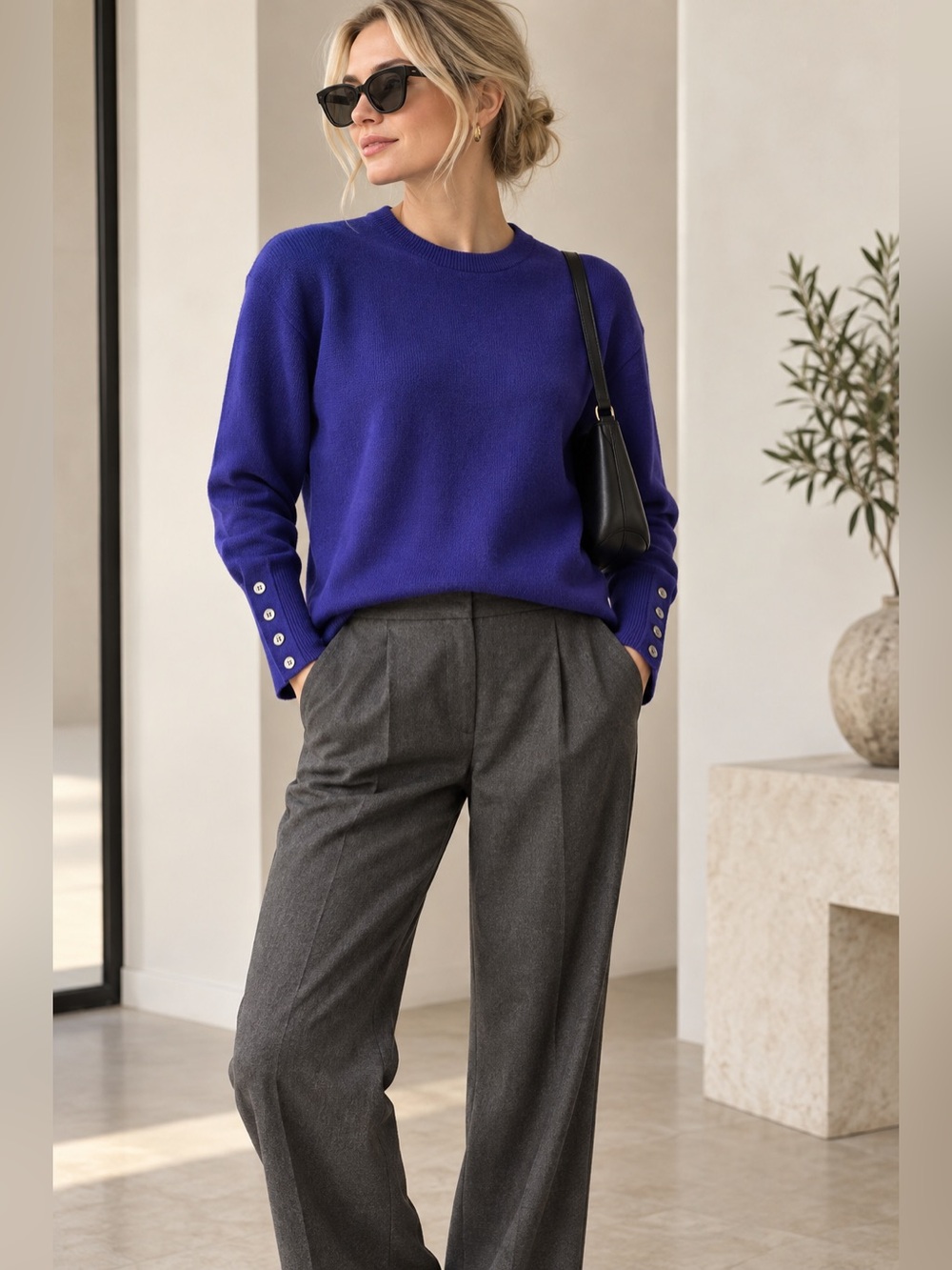Vintage 90โs JH Collectibles Purple/Blue Merino Wool Crewneck Sweater
